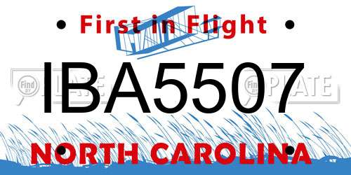 IBA5507 North Carolina License Plate