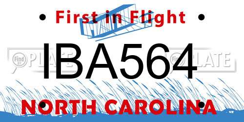 IBA564 North Carolina License Plate