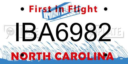 IBA6982 North Carolina License Plate