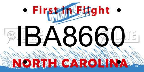 IBA8660 North Carolina License Plate