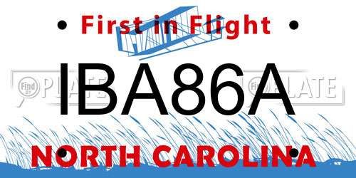 IBA86A North Carolina License Plate