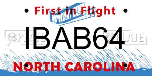 IBAB64 North Carolina License Plate