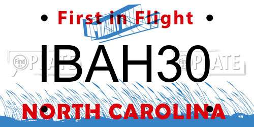 IBAH30 North Carolina License Plate