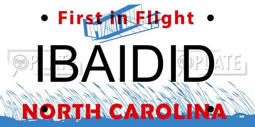 IBAIDID North Carolina License Plate