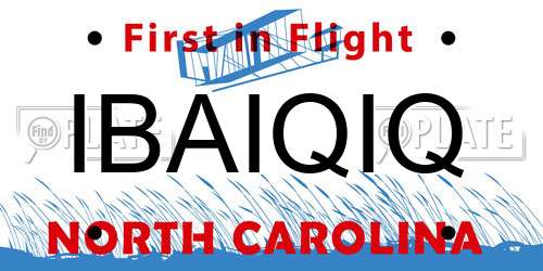 IBAIQIQ North Carolina License Plate