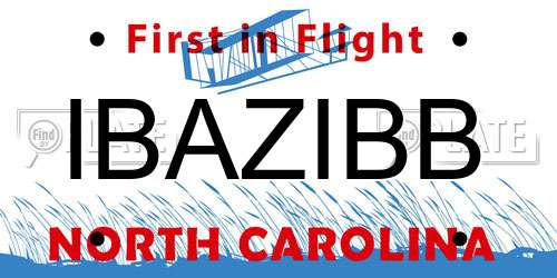 IBAZIBB North Carolina License Plate