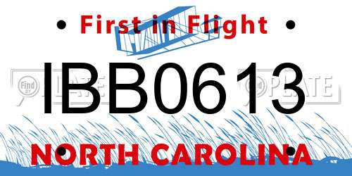 IBB0613 North Carolina License Plate