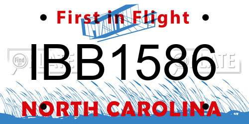 IBB1586 North Carolina License Plate
