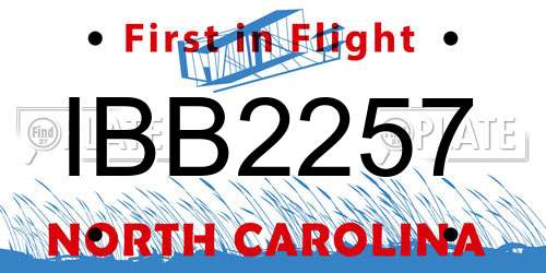 IBB2257 North Carolina License Plate