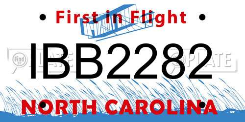 IBB2282 North Carolina License Plate