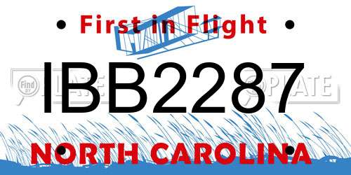IBB2287 North Carolina License Plate