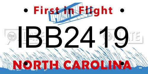 IBB2419 North Carolina License Plate