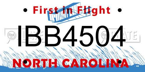 IBB4504 North Carolina License Plate