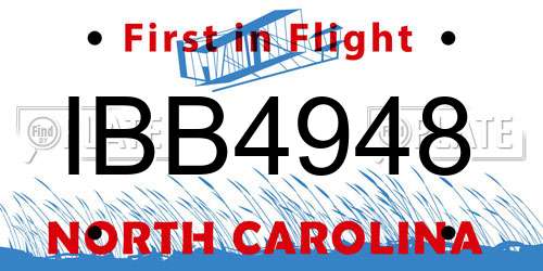 IBB4948 North Carolina License Plate