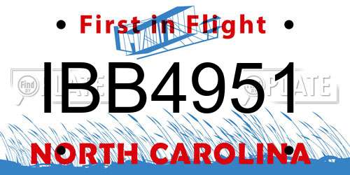 IBB4951 North Carolina License Plate