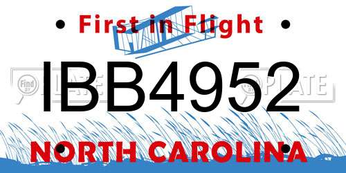 IBB4952 North Carolina License Plate