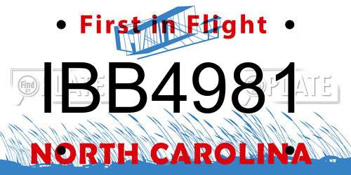 IBB4981 North Carolina License Plate
