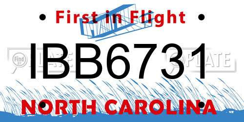 IBB6731 North Carolina License Plate