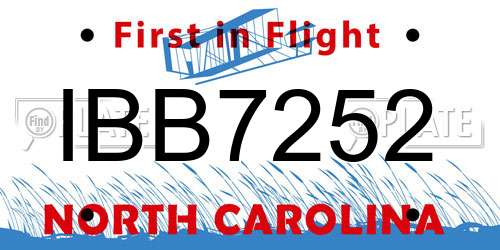 IBB7252 North Carolina License Plate