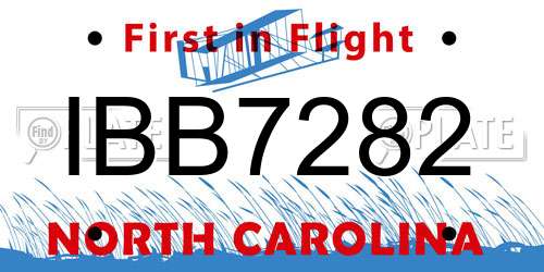 IBB7282 North Carolina License Plate