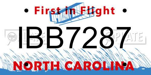 IBB7287 North Carolina License Plate