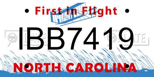 IBB7419 North Carolina License Plate