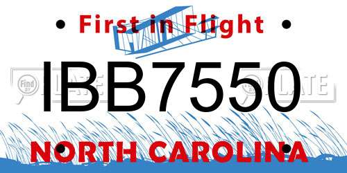 IBB7550 North Carolina License Plate