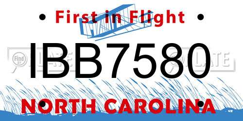 IBB7580 North Carolina License Plate