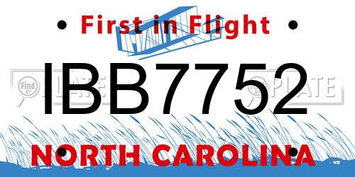 IBB7752 North Carolina License Plate
