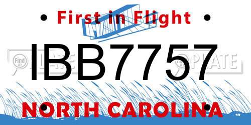 IBB7757 North Carolina License Plate