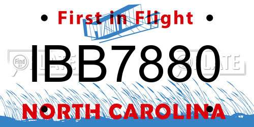 IBB7880 North Carolina License Plate