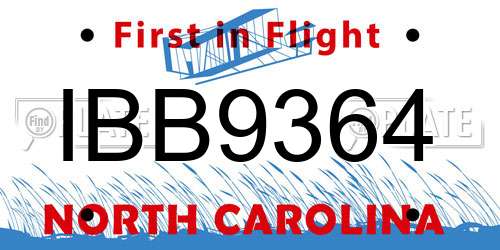 IBB9364 North Carolina License Plate
