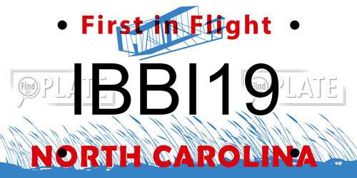 IBBI19 North Carolina License Plate
