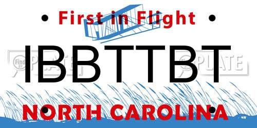 IBBTTBT North Carolina License Plate