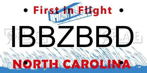 IBBZBBD North Carolina License Plate