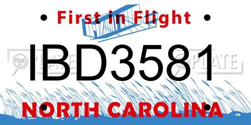 IBD3581 North Carolina License Plate