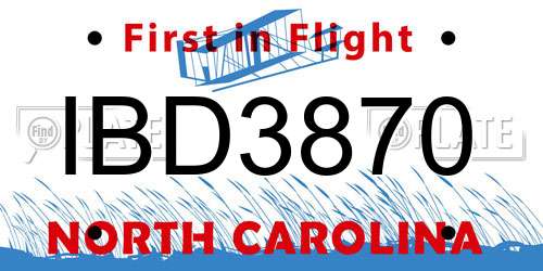 IBD3870 North Carolina License Plate