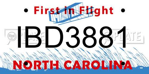 IBD3881 North Carolina License Plate