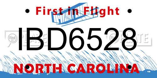 IBD6528 North Carolina License Plate