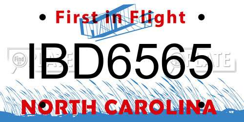 IBD6565 North Carolina License Plate