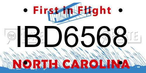 IBD6568 North Carolina License Plate