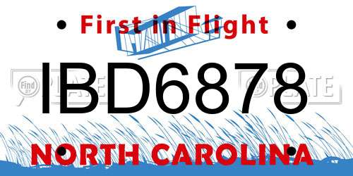 IBD6878 North Carolina License Plate