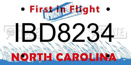 IBD8234 North Carolina License Plate