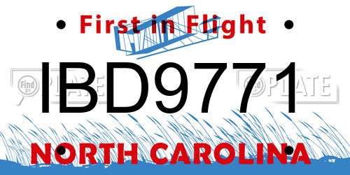 IBD9771 North Carolina License Plate