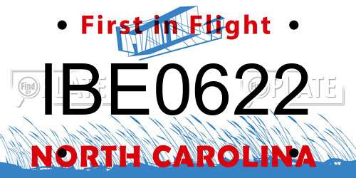 IBE0622 North Carolina License Plate