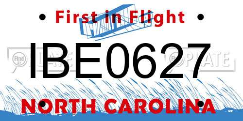 IBE0627 North Carolina License Plate