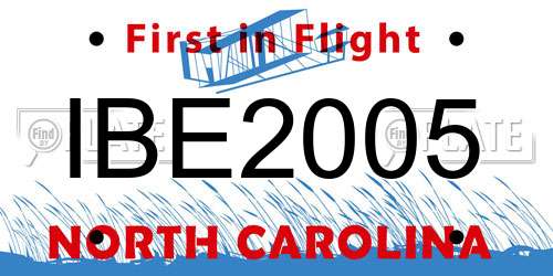 IBE2005 North Carolina License Plate