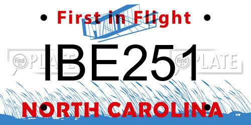IBE251 North Carolina License Plate