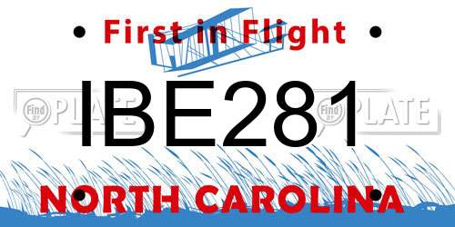 IBE281 North Carolina License Plate