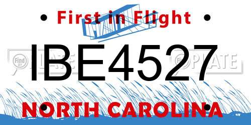 IBE4527 North Carolina License Plate
